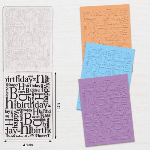 3-D Textured Impressions Background Embossing Folder, Happy Birthday Words Pattern Plastic Embossing Folder Template for Card Making Scrapbooking Paper Craft Album Stamps DIY Décor in Saudi Arabia