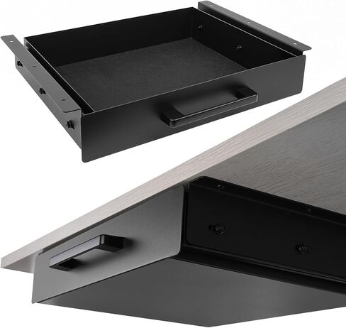 درج تحت المكتب منزلق للخارج، رف تحت المكتب، أدراج أسفل المكتب، منظم تخزين المكتب المنزلي، أسود (12 بوصة) in Kuwait