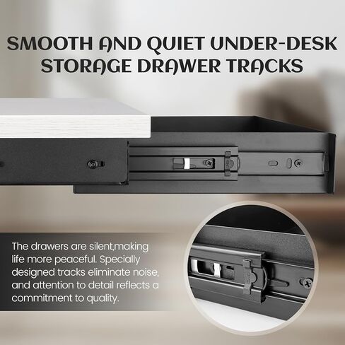 درج تحت المكتب منزلق للخارج، رف تحت المكتب، أدراج أسفل المكتب، منظم تخزين المكتب المنزلي، أسود (12 بوصة) in Kuwait