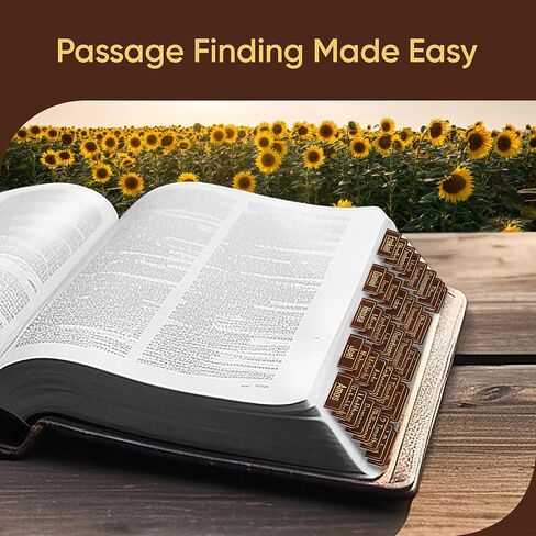 EssexWares - علامات الكتاب المقدس باللون البني مع حواف ذهبية اللون للعهد القديم والجديد، 80 علامة طباعة كبيرة لدراسة الكتاب المقدس، علامات تبويب مؤشرة مقاومة للماء ومتينة للنساء والرجال - عرض 1.7 سم in Kuwait