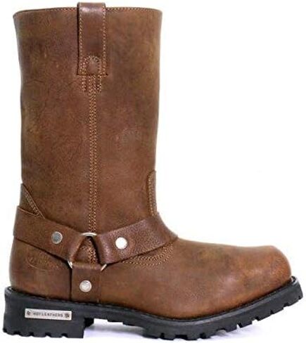 Hot Leathers BTM1004 حذاء رجالي أسود مقاس 8 بوصات من الجلد مع نعل العروة - أسود - 10 in Kuwait