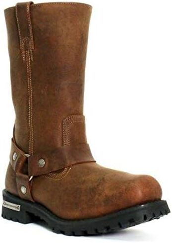 Hot Leathers BTM1004 حذاء رجالي أسود مقاس 8 بوصات من الجلد مع نعل العروة - أسود - 10 in Kuwait