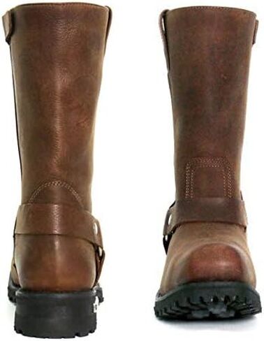 Hot Leathers BTM1004 حذاء رجالي أسود مقاس 8 بوصات من الجلد مع نعل العروة - أسود - 10 in Kuwait
