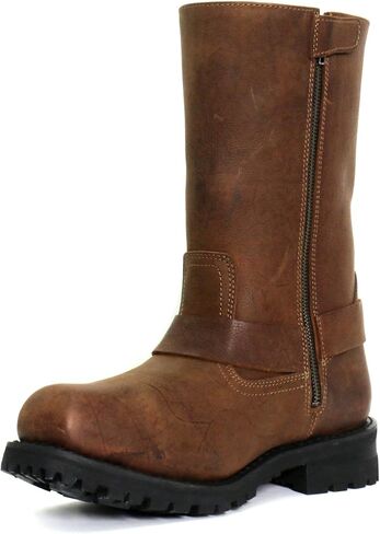 Hot Leathers BTM1004 حذاء رجالي أسود مقاس 8 بوصات من الجلد مع نعل العروة - أسود - 10 in Kuwait