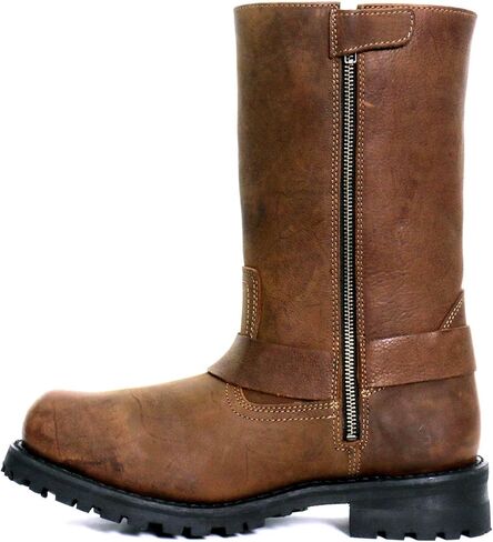 Hot Leathers BTM1004 حذاء رجالي أسود مقاس 8 بوصات من الجلد مع نعل العروة - أسود - 10 in Kuwait