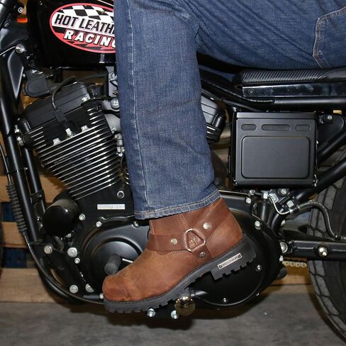 Hot Leathers BTM1004 حذاء رجالي أسود مقاس 8 بوصات من الجلد مع نعل العروة - أسود - 10 in Kuwait