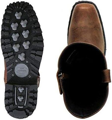 Hot Leathers BTM1004 حذاء رجالي أسود مقاس 8 بوصات من الجلد مع نعل العروة - أسود - 10 in Kuwait