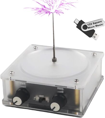 Music Tesla Coil Speaker,Bluetooth Mini Tesla Coil, Touchable Artificial Lightning Spark Gap Arc Generator, Wireless Transmission Experiment Model, Science Teaching Lightning Toy(White 02) in Saudi Arabia