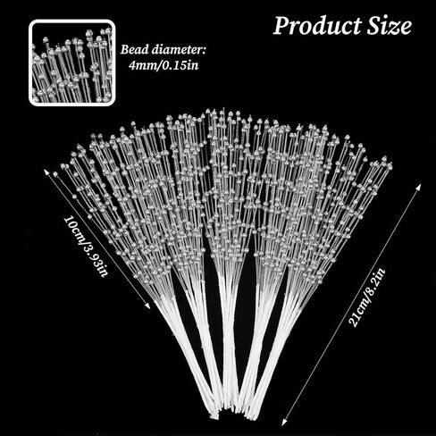 String Pearl Sticks Pearls for Wedding Decor, 50PCS Christmas Garland 4mm Pearls String Beaded Bouquet Spray Filler Floral Arrangements Picks for Bridal Flower Bouquet DIY Party Table Decor Corsage in Saudi Arabia