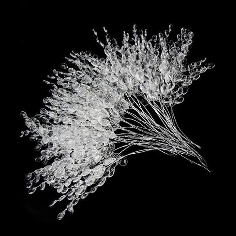 50pcs Acrylic Bead Drop Stems Flower Bouquet Crystal Bud Branches Flower Twig Pick for Wedding Home Decoration Floral Decor Craft Supply in Saudi Arabia