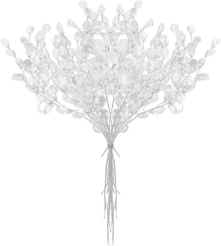 50pcs Acrylic Bead Drop Stems Flower Bouquet Crystal Bud Branches Flower Twig Pick for Wedding Home Decoration Floral Decor Craft Supply in Saudi Arabia