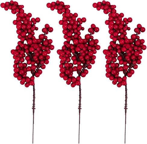 سيقان التوت لعيد الميلاد، أعواد شجرة هولي، زينة فروع التوت، تنسيق الزهور، 22 سم in Kuwait