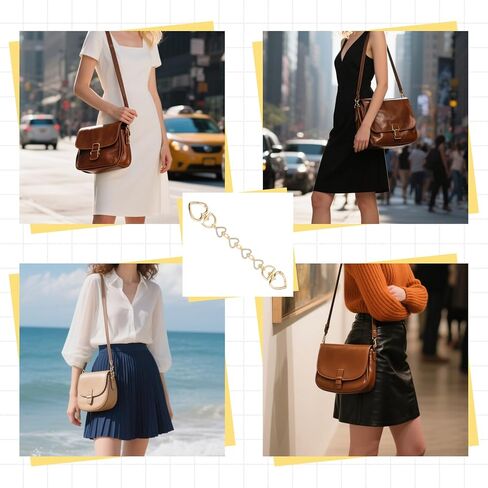 Larrel Heart Bag Extender Chain, Metal Purse Strap Extender Stylish Strap Replacement Bag Charms Purse Decorations Bags Accessories for Women Handbags Wallet Crossbody Shoulder Bags (Gold) in Saudi Arabia