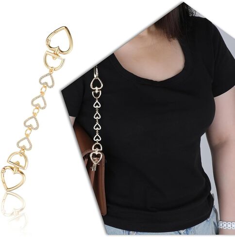 Larrel Heart Bag Extender Chain, Metal Purse Strap Extender Stylish Strap Replacement Bag Charms Purse Decorations Bags Accessories for Women Handbags Wallet Crossbody Shoulder Bags (Gold) in Saudi Arabia