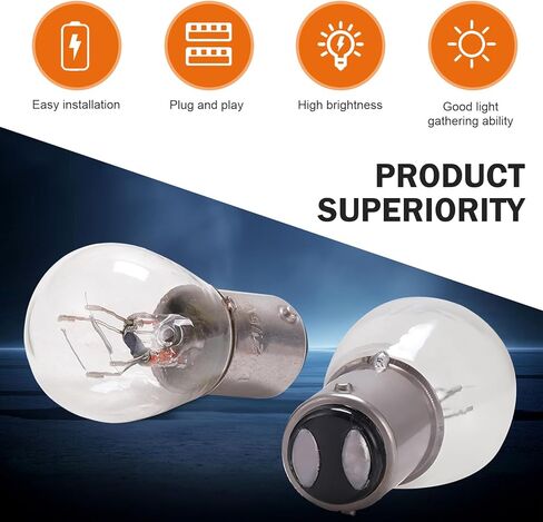 Shakas 10 PCS Brake Bulb, 1016 12 V 21/5 W High and Low Foot High Brightness Halogen Bulb, Waterproof Quartz Glass Indicator Light Replacement, Universal for Cars Marking Light (Transparent) in Saudi Arabia