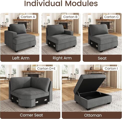 Nolany Right Armrest for Modular Sectional Couch, Customizable Right Armrest for Sectional Sofa, Dark Grey in Saudi Arabia