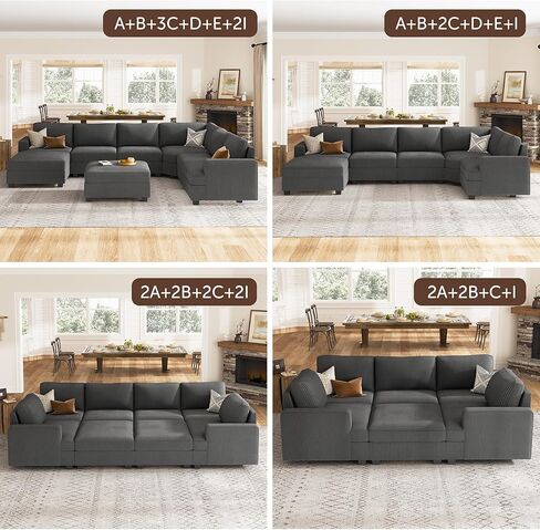 Nolany Right Armrest for Modular Sectional Couch, Customizable Right Armrest for Sectional Sofa, Dark Grey in Saudi Arabia