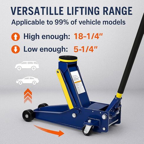 Low Profile Floor Jack 2 Ton (4,400 lbs), Heavy Duty Steel Hydraulic Racing Car Jack, Single Piston Quick Lift Pump with 5.1"-13" Lifting Range, Portable Hydraulic Floor Jack (Blue) in Saudi Arabia