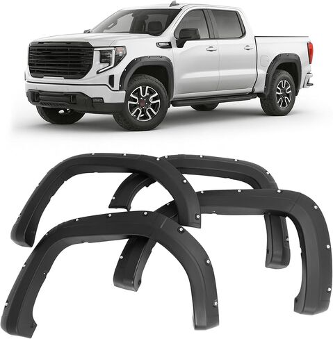 مشاعل الحاجز متوافقة مع 2019-2025 جي إم سي سييرا 1500 2WD 4WD جيب نمط الحاجز مضيئة مجموعة الطين الحرس غطاء العجلة حامي ث / 2 "تغطية الإطارات محكم البلاستيك الأسود الأمامي والخلفي 4 قطع in Saudi Arabia