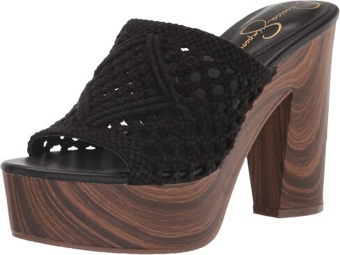 Jessica Simpson Women's Shelbie Block Heel Platform Heeled Sandal, Black, 7 in Saudi Arabia
