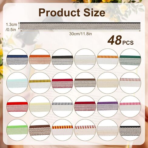 48pcs Book Binding Headbands, 11.8x0.5inch 24 Colors Book Headband Book Binding Cotton Book Binding Cloth Set for Bookbinding Beginners Book Repair Book Decor in Saudi Arabia