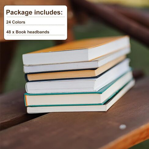 48pcs Book Binding Headbands, 11.8x0.5inch 24 Colors Book Headband Book Binding Cotton Book Binding Cloth Set for Bookbinding Beginners Book Repair Book Decor in Saudi Arabia