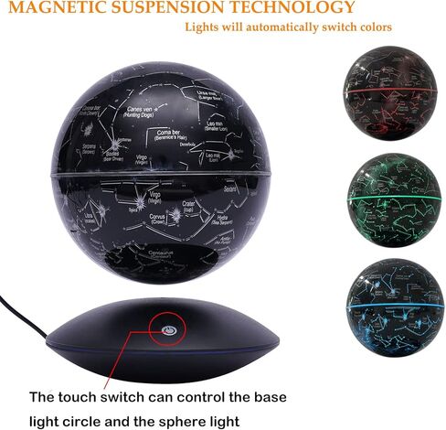 6 Inch Magnetic Levitating Globe with Dynamic 16-Color LED Light, Auto-Rotating Floating Constellation Ball, Cool Tech Gadget Gift for Men Women Kids, Educational Home Office Desk Decor in Saudi Arabia