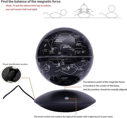 6 Inch Magnetic Levitating Globe with Dynamic 16-Color LED Light, Auto-Rotating Floating Constellation Ball, Cool Tech Gadget Gift for Men Women Kids, Educational Home Office Desk Decor in Saudi Arabia