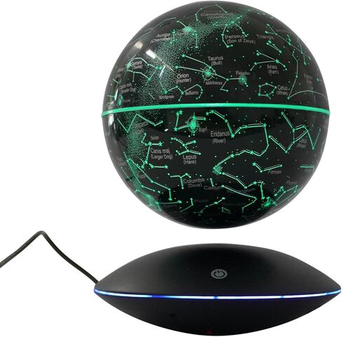 6 Inch Magnetic Levitating Globe with Dynamic 16-Color LED Light, Auto-Rotating Floating Constellation Ball, Cool Tech Gadget Gift for Men Women Kids, Educational Home Office Desk Decor in Saudi Arabia