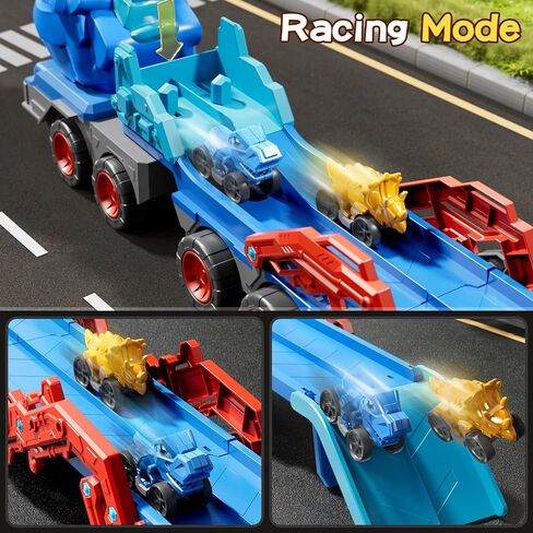 Toddler Car Truck Toys for Kids Ages 3-5, 10-in-1 Dinosaur Carrier Truck with Foldable Track Toys with Spray, Light & Sounds and 9 Dino Cars, Birthday Gift for 3 4 5 6 7 8 Years Old Boys Girls in Kuwait