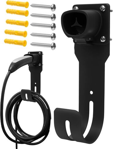 AutoEC Charger Holder Wall Mount Dock and J-Hook Compatible with Model 3/Y/X/S, Heavy Duty Steel EV Charging Cord Hanger Fit for NACS Connector in Kuwait