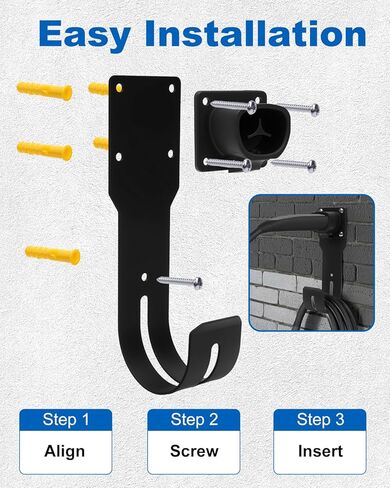 AutoEC Charger Holder Wall Mount Dock and J-Hook Compatible with Model 3/Y/X/S, Heavy Duty Steel EV Charging Cord Hanger Fit for NACS Connector in Kuwait