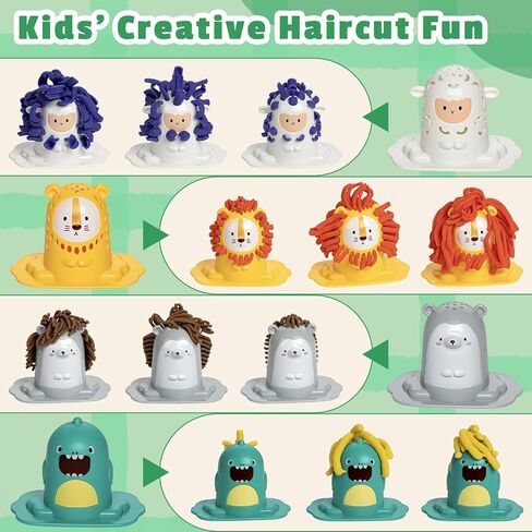 16 قطعة من مجموعات العجين للأطفال الذين تتراوح أعمارهم بين 3-4-8 سنوات، مجموعة لعب مصفف شعر متجر حلاق الحيوانات مع فرشاة شعر مقص مجفف الشعر، مجموعة أدوات عجينة الحرف الفنية، إبداعات لعب هدية للأولاد والبنات in Kuwait