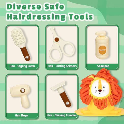 16 قطعة من مجموعات العجين للأطفال الذين تتراوح أعمارهم بين 3-4-8 سنوات، مجموعة لعب مصفف شعر متجر حلاق الحيوانات مع فرشاة شعر مقص مجفف الشعر، مجموعة أدوات عجينة الحرف الفنية، إبداعات لعب هدية للأولاد والبنات in Kuwait