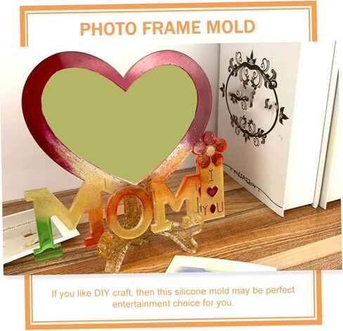 1set Silicone Epoxy Photo Frame Mold for Mother's Day Heart-Shaped Picture Frame Casting Mold Bases for Crafting in Saudi Arabia