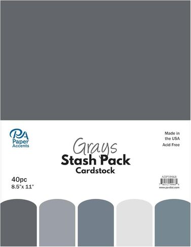 PA Paper Accents Stash Pack Cardstock Pack 8.5" x 11" Christmas, Colored cardstock Paper for Card Making, Scrapbooking, Printing, Quilling and Crafts, 65lb., 40 Pieces in Kuwait