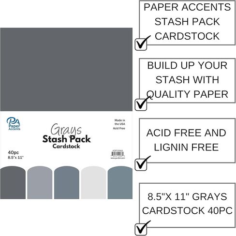 PA Paper Accents Stash Pack Cardstock Pack 8.5" x 11" Christmas, Colored cardstock Paper for Card Making, Scrapbooking, Printing, Quilling and Crafts, 65lb., 40 Pieces in Kuwait