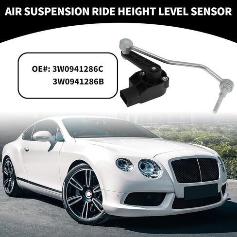 Air Suspension Ride Height Level Sensor No.3W0941286C - Car Front Right Headlight Level Sensor - for Bentley for Continental GT Metal Black - 1 Pc in Saudi Arabia