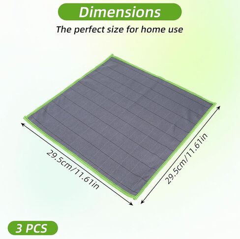 مجموعة من 3 قطع من قماش تنظيف الألياف الزجاجية من Lusofie مقاس 12 × 12 بوصة من قماش تلميع الزجاج لنوافذ السيارة وتفصيل السيارات والمطبخ، خالية من الوبر، قماش تنظيف من الألياف الدقيقة in Kuwait