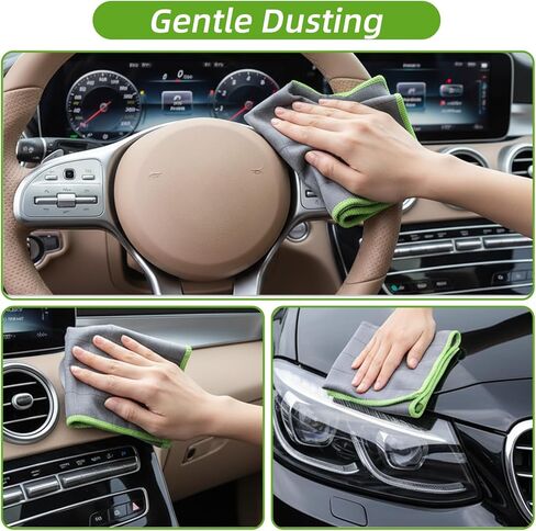 مجموعة من 3 قطع من قماش تنظيف الألياف الزجاجية من Lusofie مقاس 12 × 12 بوصة من قماش تلميع الزجاج لنوافذ السيارة وتفصيل السيارات والمطبخ، خالية من الوبر، قماش تنظيف من الألياف الدقيقة in Kuwait