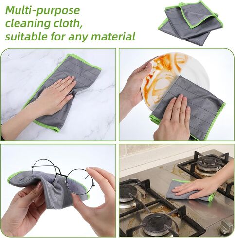 مجموعة من 3 قطع من قماش تنظيف الألياف الزجاجية من Lusofie مقاس 12 × 12 بوصة من قماش تلميع الزجاج لنوافذ السيارة وتفصيل السيارات والمطبخ، خالية من الوبر، قماش تنظيف من الألياف الدقيقة in Kuwait