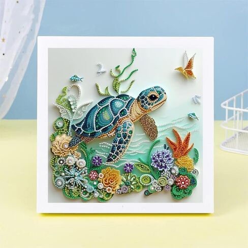 ELakiss 13.8x13.8Inch Sea Turtle Diamond Painting Kit, DIY Special Shape Gem Art for Adults Beginners, Crystal Rhinestones Crafts with Diamond Art Accessories for Home Wall Decor in Kuwait