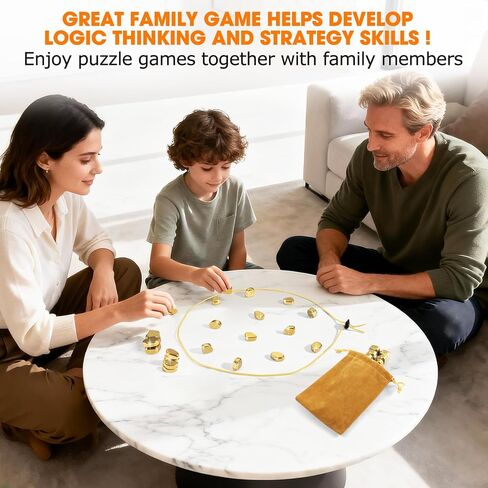 Upgraded Magnetic Chess Game Set with 20 Larger and Stronger Golden Stones & Rope, Portable Magnet Game, Fun Strategy Puzzle for Kids & Adults, Family Party Travel Cluster Game in Saudi Arabia