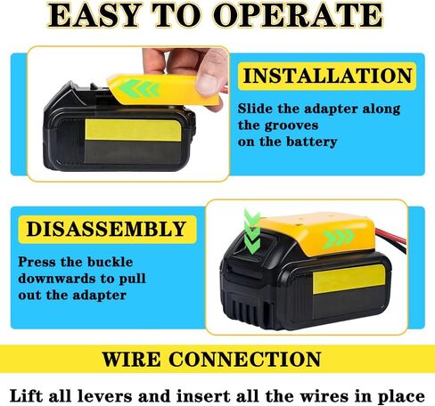 Battery Adapter 20V for Power Wheel Adapter Compatible with Dewalt 20V Battery with Wire Harness Connector Compatible with Peg-Perego Children Ride-on Car, 12AWG Wire with 40A Fuse in Kuwait