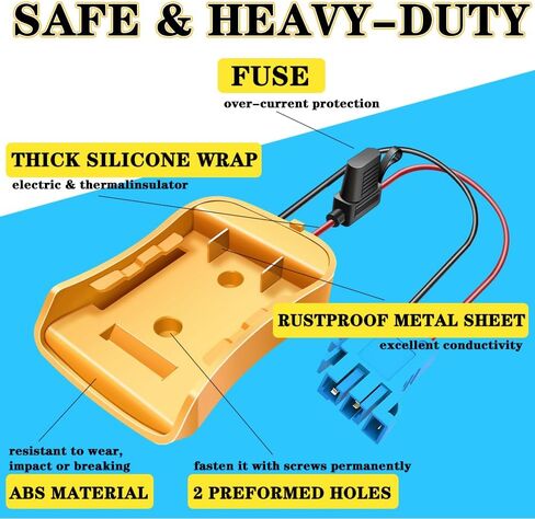 Battery Adapter 20V for Power Wheel Adapter Compatible with Dewalt 20V Battery with Wire Harness Connector Compatible with Peg-Perego Children Ride-on Car, 12AWG Wire with 40A Fuse in Kuwait