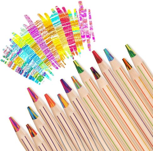 TINNIVI Rainbow Pencils for Kids Adults, 12 Pack Rainbow Colored Pencil Art Supplies for Girls Boys, Wooden Multi Colored Pencils Bulk for Coloring Drawing Sketching, Pre-sharpened, 12 Colors in Saudi Arabia