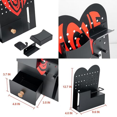 Metal Pegboard Desk Organizer - Freestanding Makeup Organizer Magnetic Board with Drawer, Holder, Hooks, Storage Slot for Home Decor, Office Supplies Stationery Tools Accessories Box - White in Saudi Arabia