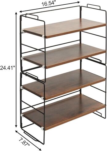 KATHY&BOB Wood Desk Shelf Organizer, 2-Tier Desktop Supplies Storage Rack, Adjustable Stackable Desk Shelf for Office, Kitchen, Bathroom, 15.75"*12.2"*7.87" (2 Sets) in Kuwait