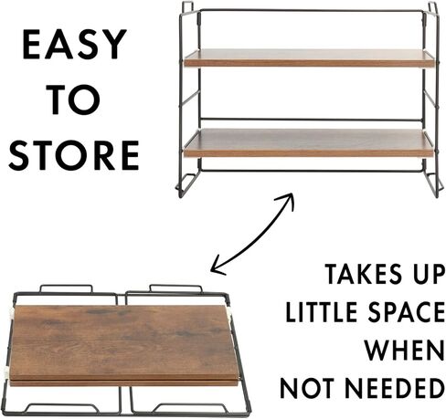 KATHY&BOB Wood Desk Shelf Organizer, 2-Tier Desktop Supplies Storage Rack, Adjustable Stackable Desk Shelf for Office, Kitchen, Bathroom, 15.75"*12.2"*7.87" (2 Sets) in Kuwait