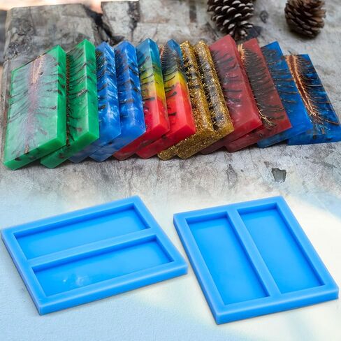 Tessco 1 Piece Double Cavity Silicone Knife Scale Mold Casting Resin Knife Mold for Bottle Stopper DIY Craft Making Supplies, 0.4 x 2 x 6 Inches, Blue in Kuwait